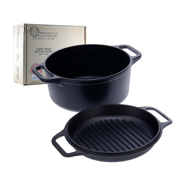 Olla C/Tapa Doble Uso Hierro Curado 6L/26cm C/Asas Victoria