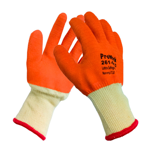 Guante de Latex Safegrip Naranja Rugoso con Puño Elástico