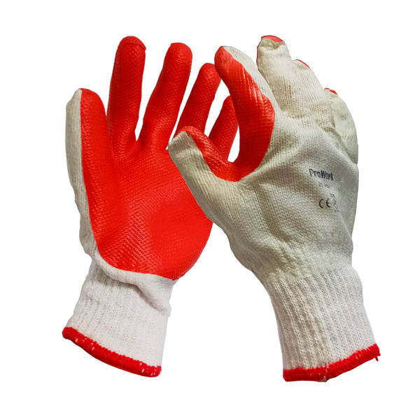 Guante Prowork Algodón con Palma de Látex Roja