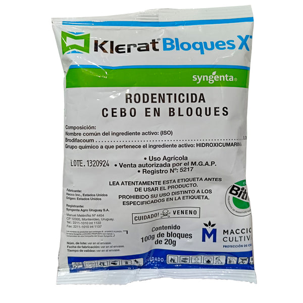 Raticida Klerat en Bloques x 100 gr