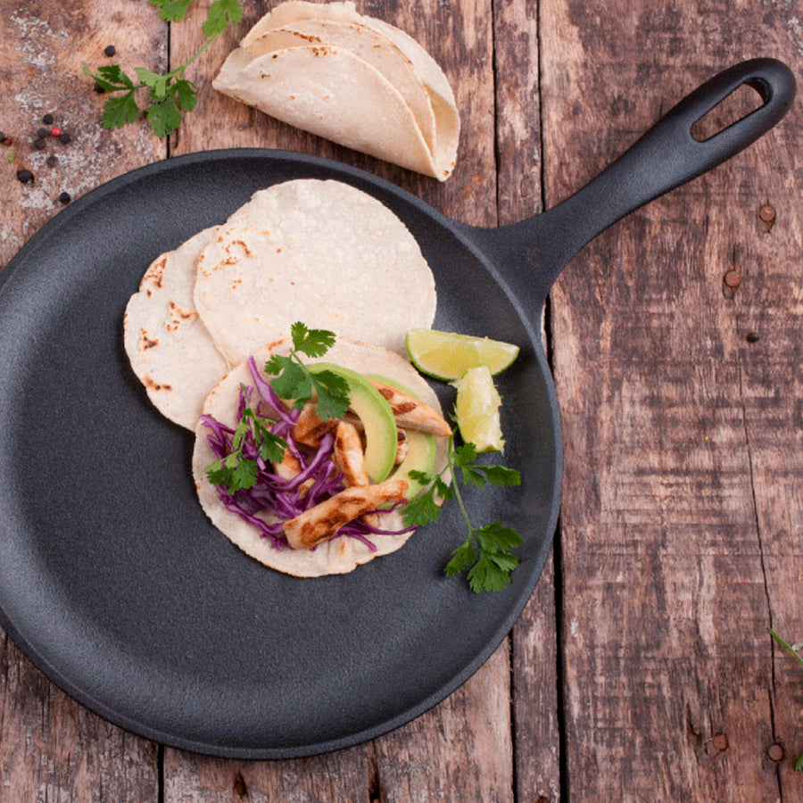 Plancha Comal Hierro Fundido Curado Redonda 26cm Victoria