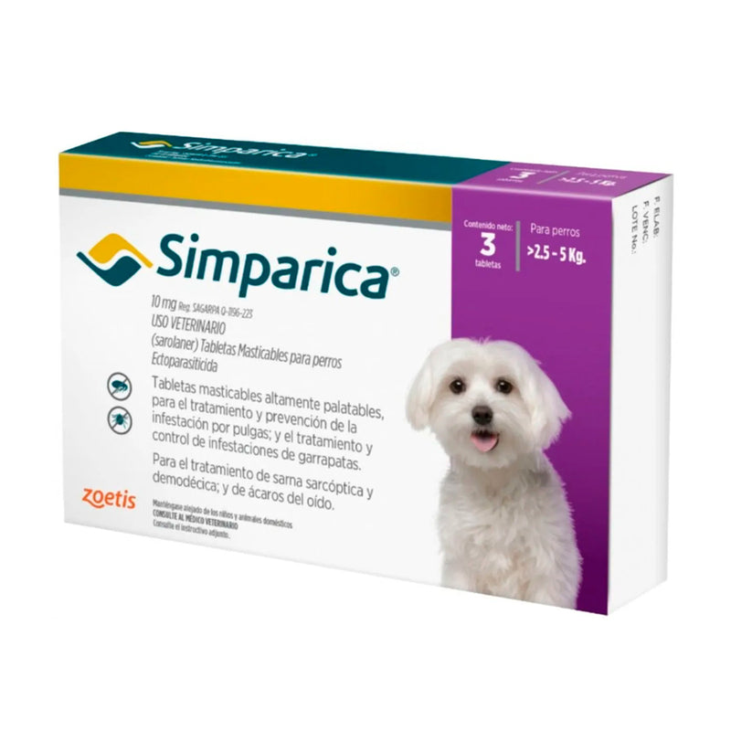 Pastilla Masticable Simparica de 2.5 a 5 KG