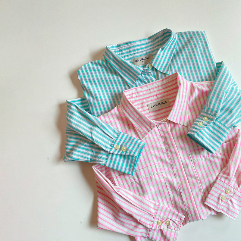 Camisa Invencible Dama Gardenia M/L Rosada Blanca