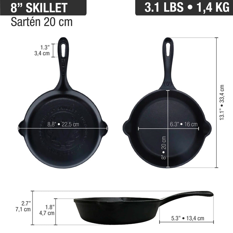 Sartén de Hierro Fundido Curado 20cm Victoria