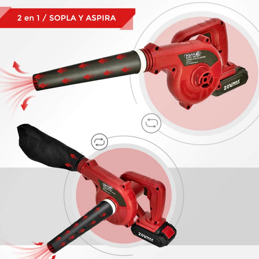 Sopla Aspiradora Inalambrica Equus 20 V Inc Cargador+Bateria