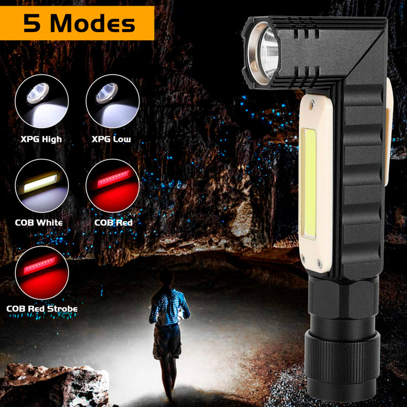 Linterna Recargable con Imán, Luz Lateral y Giro de 90°