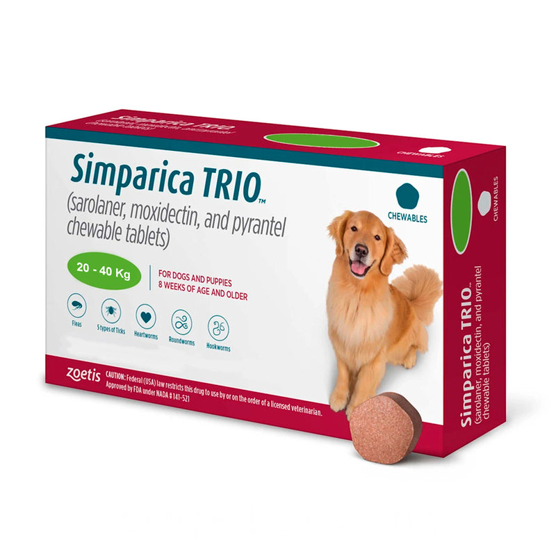 Pastilla Masticable Simparica TRIO de 20 a 40 KG