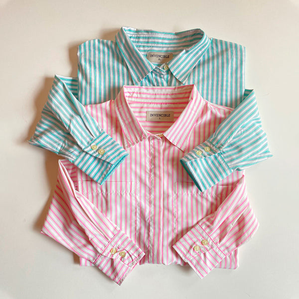 Camisa Invencible Dama Gardenia M/L Rosada Blanca