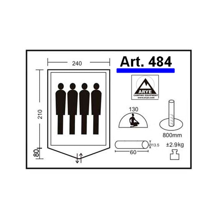 Carpa Arye 484 Igloo c/sobretecho 4/5 Pers.