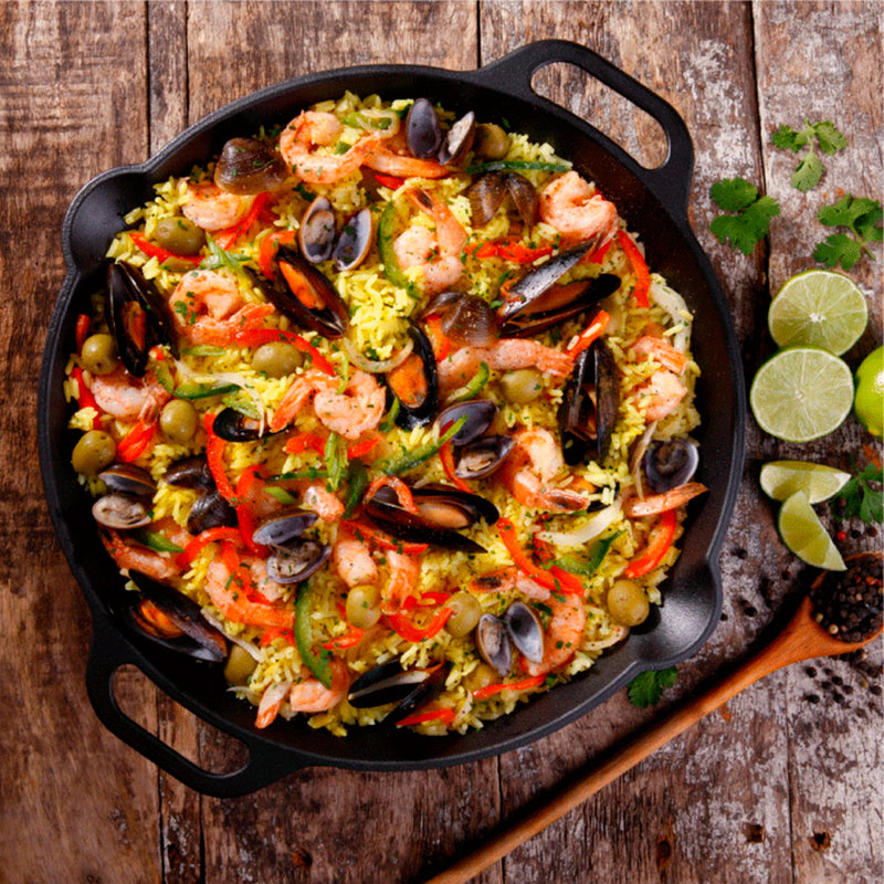 Sartén Paellera de Hierro Fundido Curado 33 cm Victoria