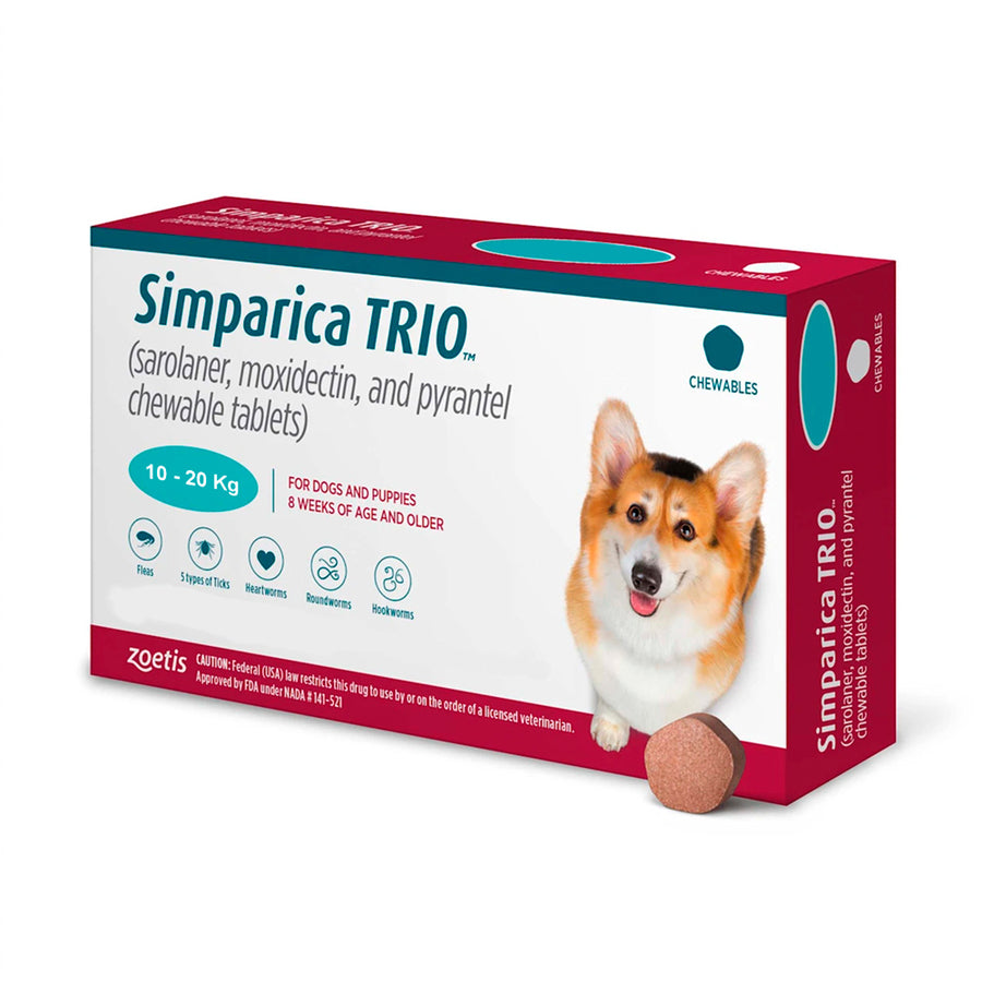 Pastilla Masticable Simparica TRIO de 10 a 20 KG