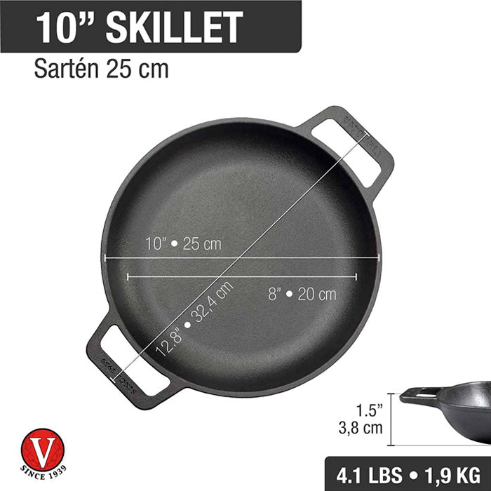 Sartén Hierro Curado 25cm C/Asas Victoria