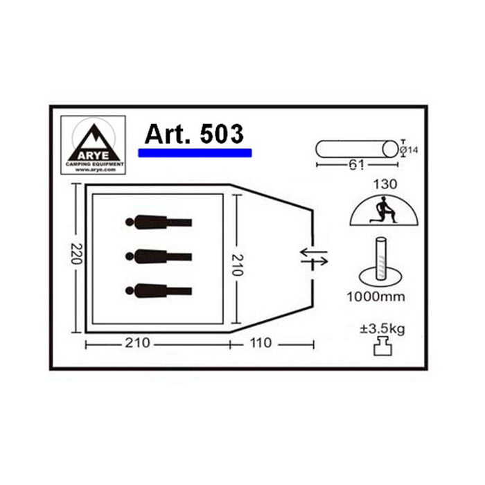 Carpa Arye 503 Igloo c/Avance 3/4 Pers.