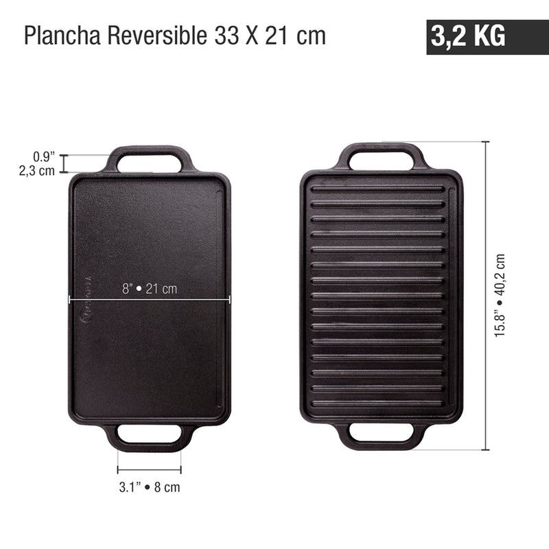 Plancha de Hierro Fundido Esmaltado 33 x 21cm Victoria