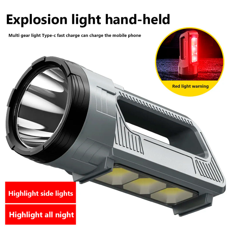 Linterna LED portátil con Luz Lateral recargable por USB