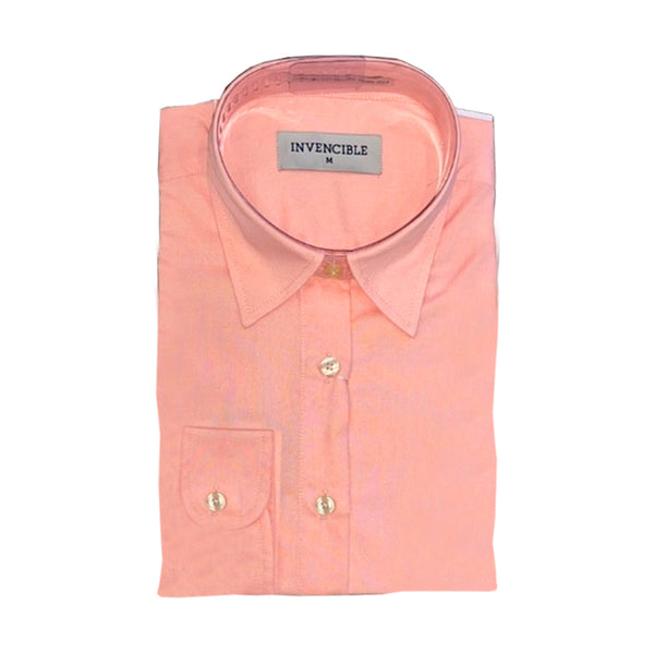 Camisa Invencible Dama Manga Larga Coral a Cuadritos