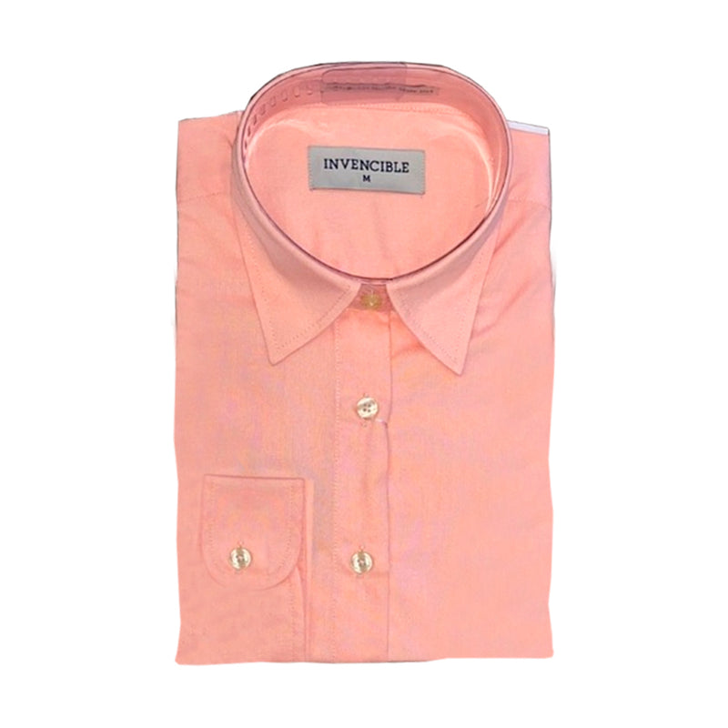 Camisa Invencible Dama Manga Larga Coral a Cuadritos