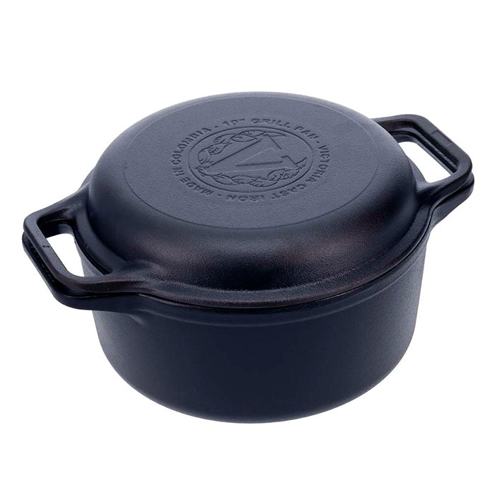 Olla C/Tapa Doble Uso Hierro Curado 6L/26cm C/Asas Victoria