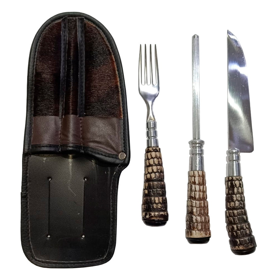 Juego 3 Piezas Cuchillo, Tenedor y Chaira N° 6 Combinado