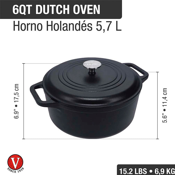 Olla Hierro Curado 6L/26Cm C/Asas Victoria