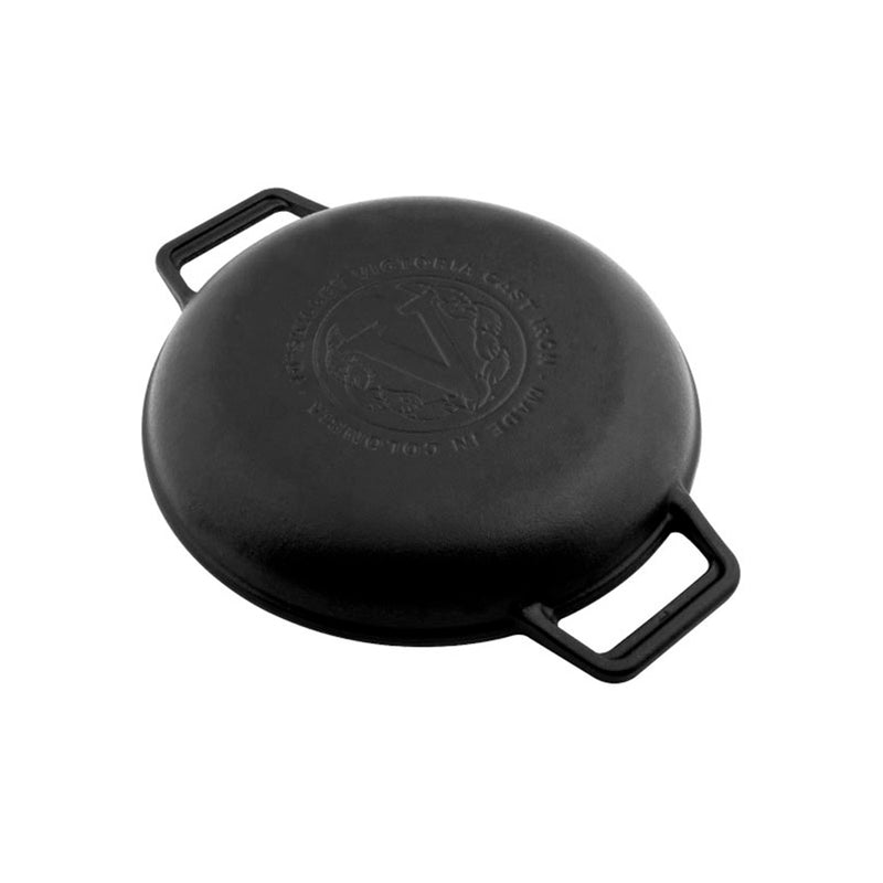 Sartén Doble Asa Redondo Hierro Fundido Curado 25cm Victoria