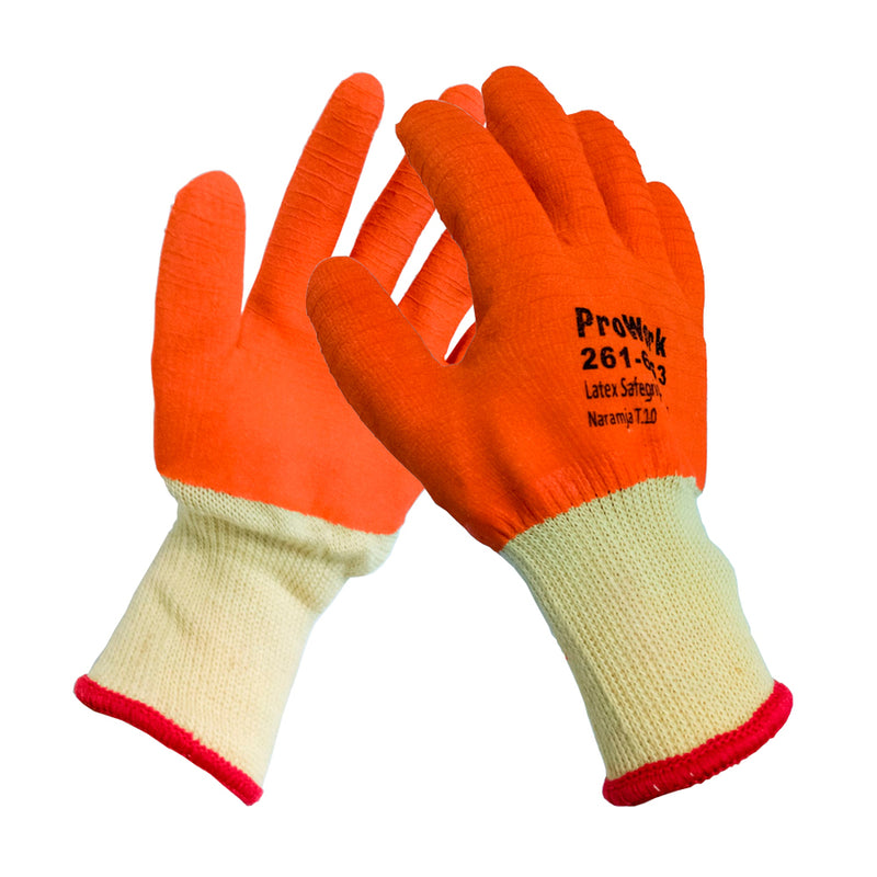 Guante de Latex Safegrip Naranja Rugoso con Puño Elástico