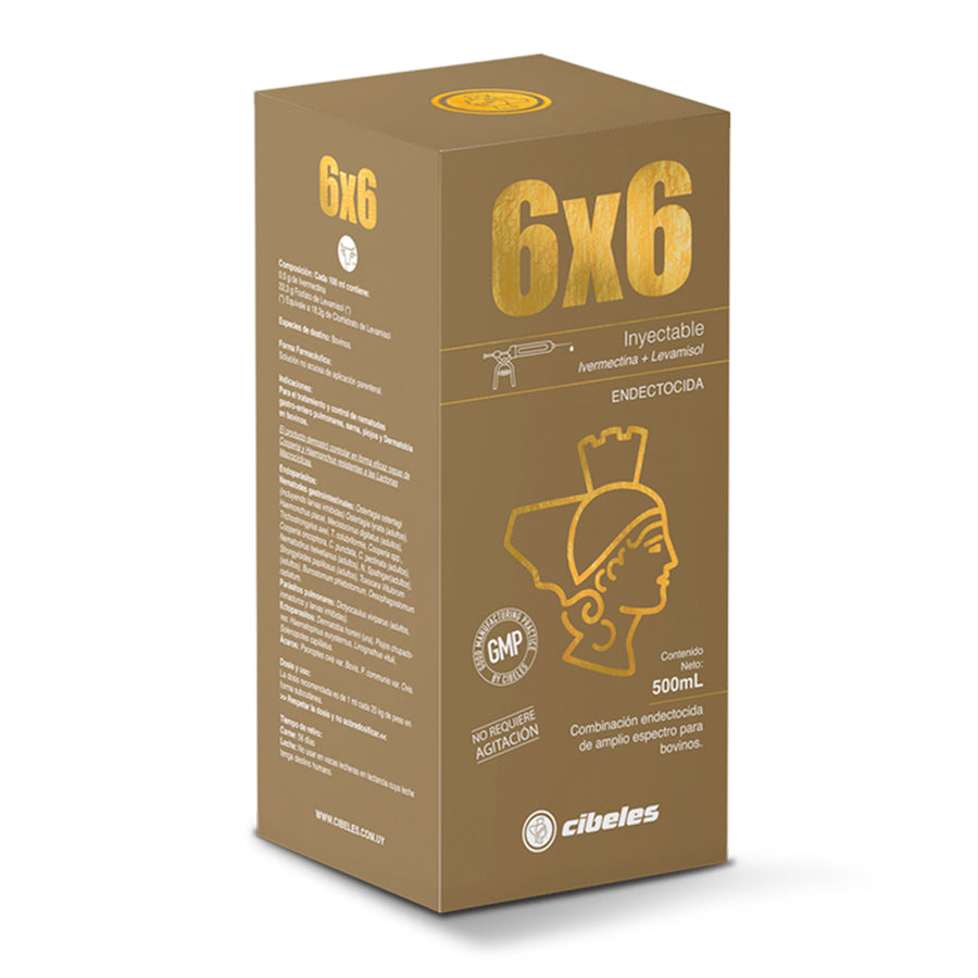 6x6 Inyectable Ivermectina + Levamisol (Cibeles) x 500 cc