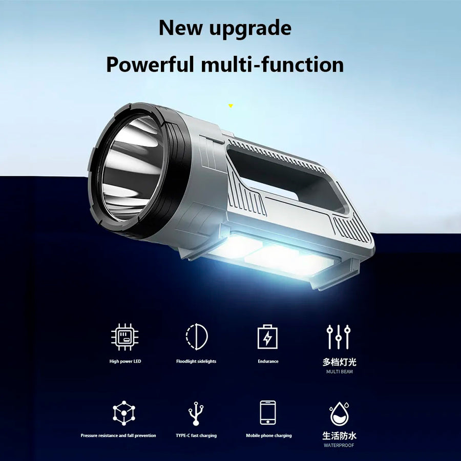Linterna LED portátil con Luz Lateral recargable por USB