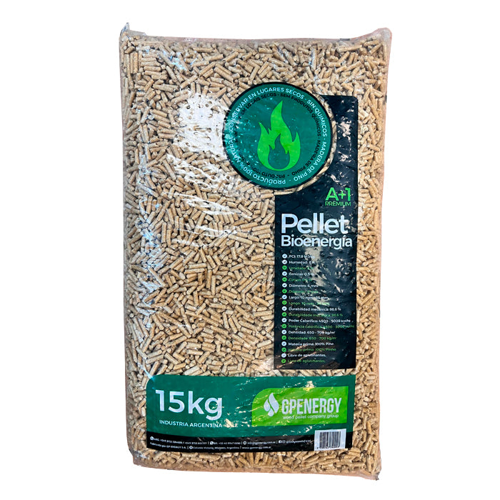 Pellets P/Combustión Importado (GPEnergy) Bolsa de 15 Kg