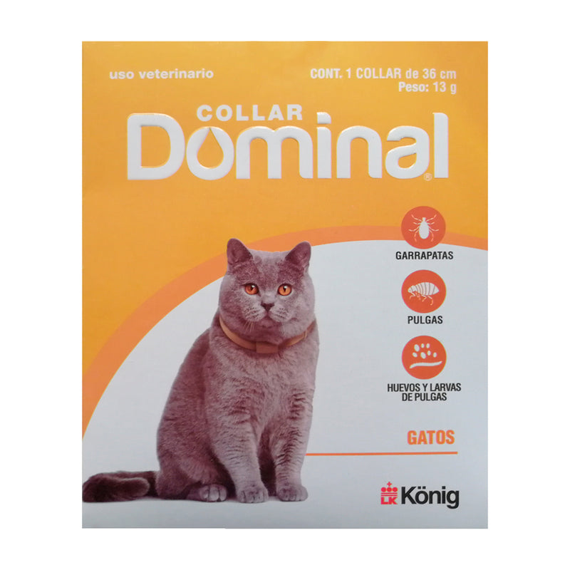 Collar Dominal Pulgas y Garrapatas Gatos 36 cm