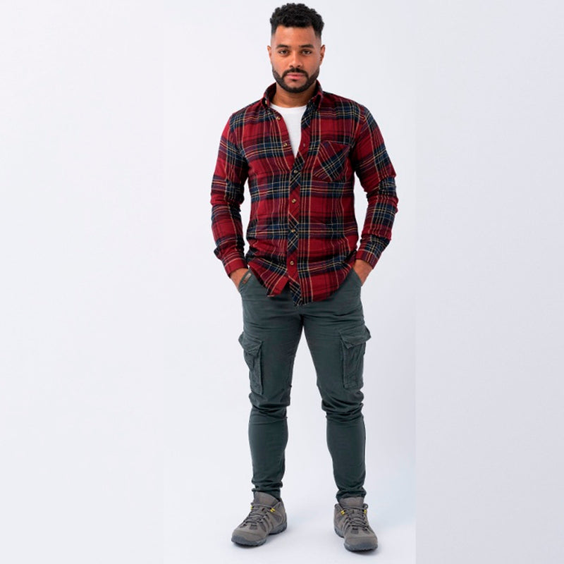 Camisa Viyela Pampero Hombre Azul/Bordó