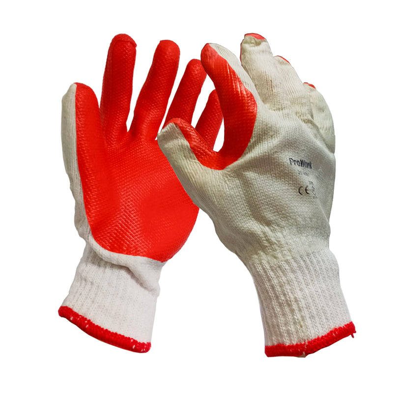 Guante Prowork Algodón con Palma de Látex Roja