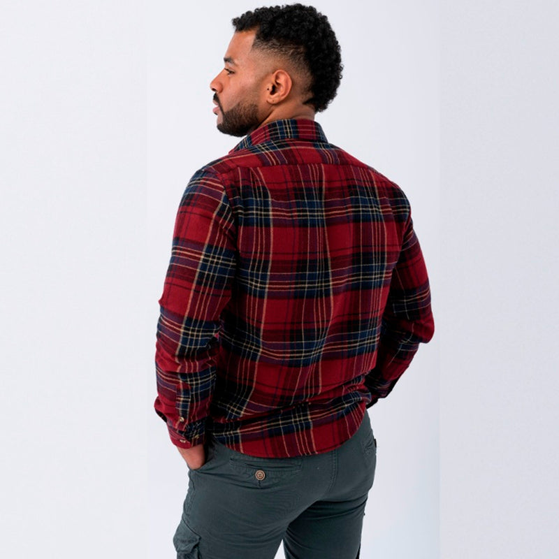 Camisa Viyela Pampero Hombre Azul/Bordó