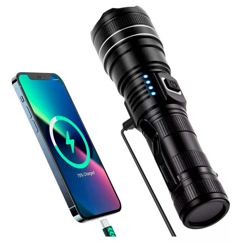 Linterna Recargable con Luz Lateral XHP99 con Estuche