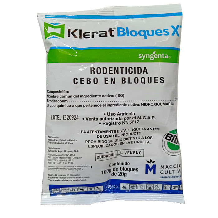 Raticida Klerat en Bloques x 100 gr