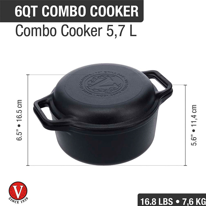 Olla C/Tapa Doble Uso Hierro Curado 6L/26cm C/Asas Victoria