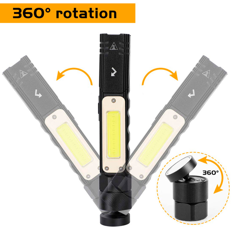 Linterna Recargable con Imán, Luz Lateral y Giro de 90°