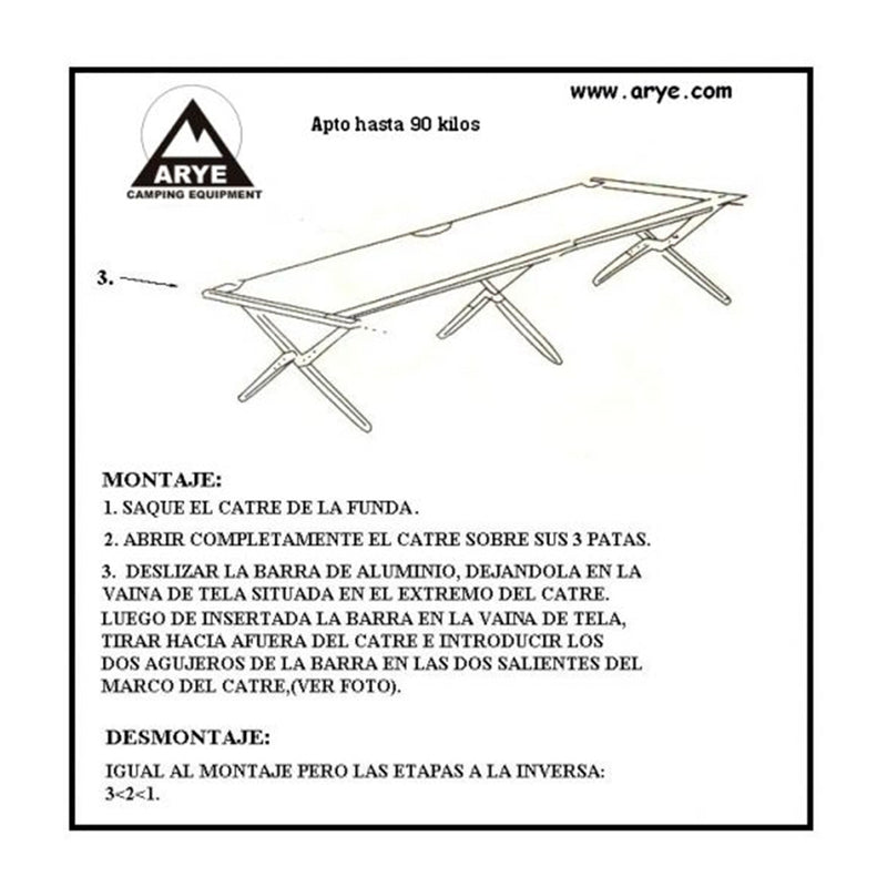 Catre de Aluminio Arye 467 191 x 64 x 42 cm