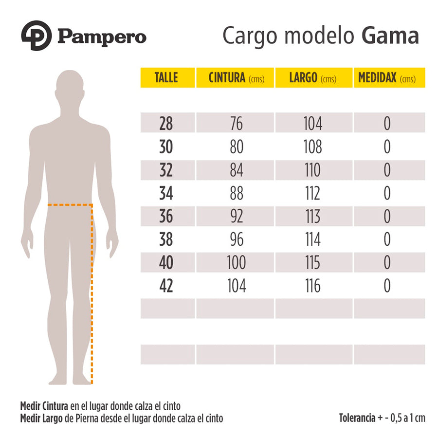 Pantalón Cargo Gama Pampero Varios Colores