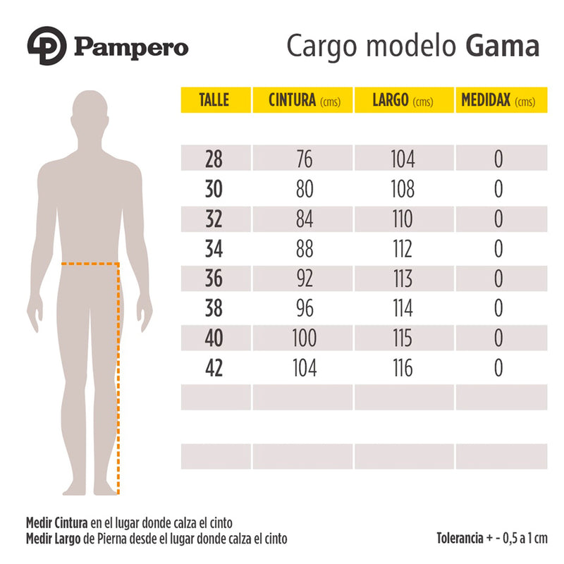 Pantalón Cargo Gama Pampero Varios Colores